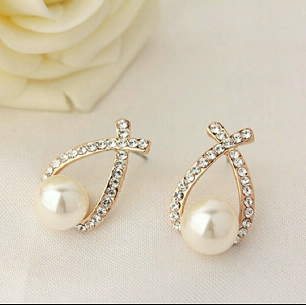 🔮PEARL&CRYSTAL TEARDROP EARRINGS